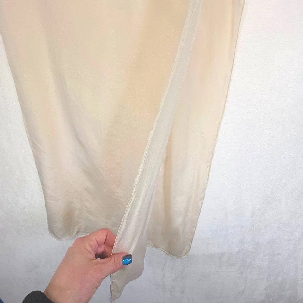 Y2K Satin Scarf Womens Beige 90s Coquette Soft Girl‎ Preppy Minimalist Parisian